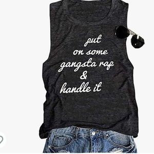 Gangsta Rap Tshirt. NWOT Size M Gray “Put on some gansta rap and handle it”
